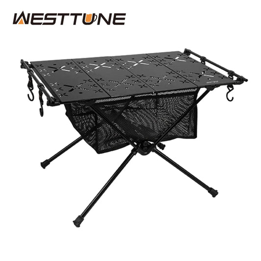 WEST TUNE Folding Camping Table Aluminum Lightweight Portable With Mesh Bag