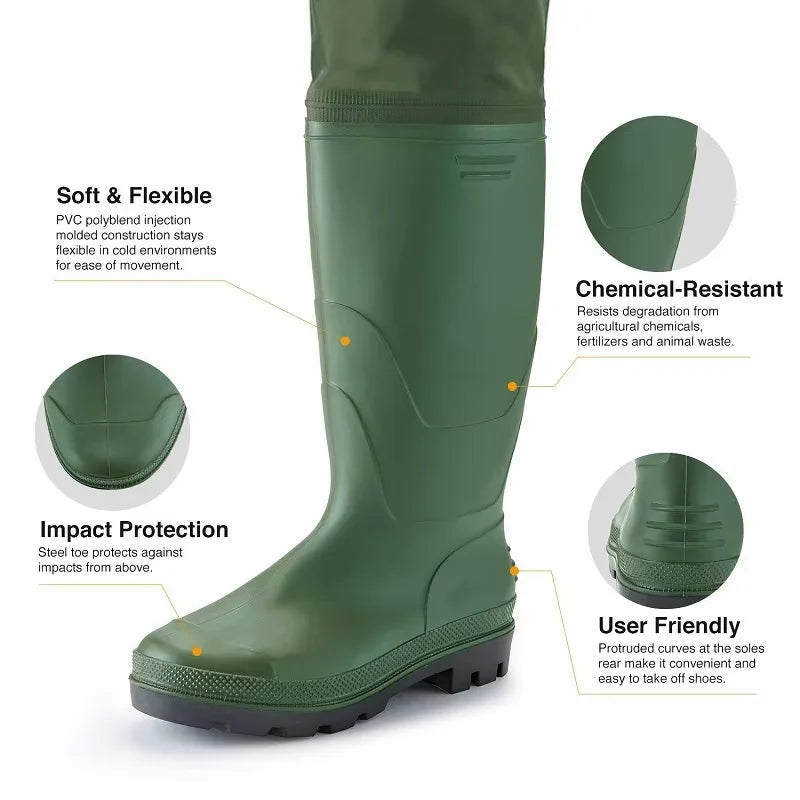 Waterproof Fishing Waders With Boots Durable Breathable Overalls