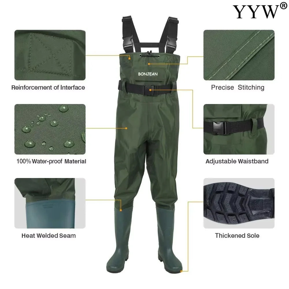 Waterproof Fishing Waders With Boots Durable Breathable Overalls