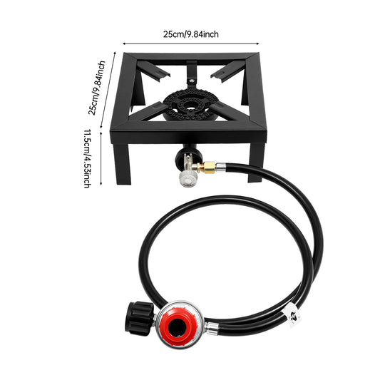 Portable Double Burner Outdoor Gas Stove 0-10 Psi Regulator Hose